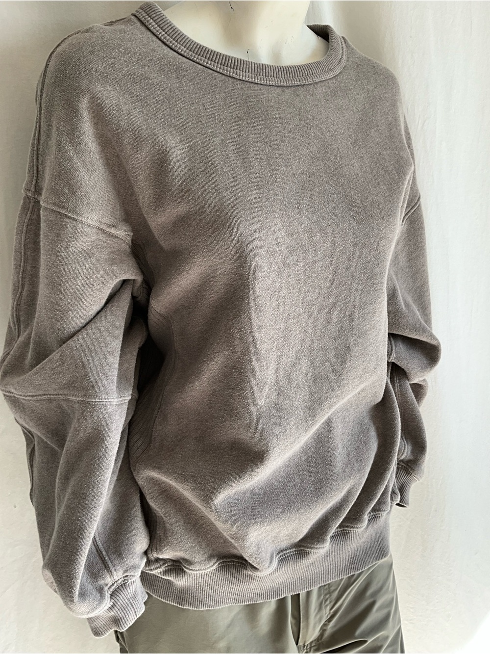 Aerie Oversized Washed Grey Sweatshirt Exposed Seams Size S